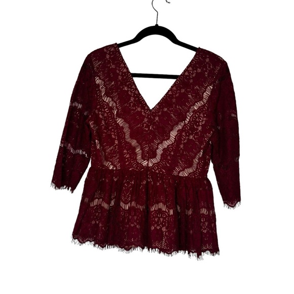 Anthropologie Maeve Lace Peplum Top - Picture 6 of 11